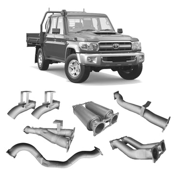 Redback Extreme Duty Twin 4" Exhaust for Toyota Landcruiser 79 Series Dual Cab - Brixton 4x4 - Buy Online Now!